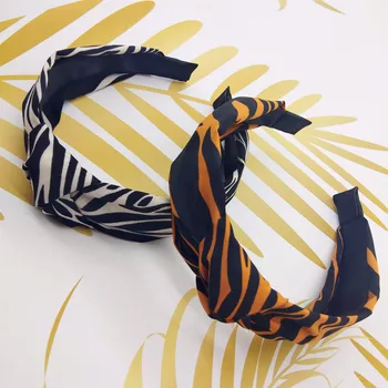 

Free shipping zebra printed knot women hairbands ins wide girl's headbands lady's headwear hair accessories
