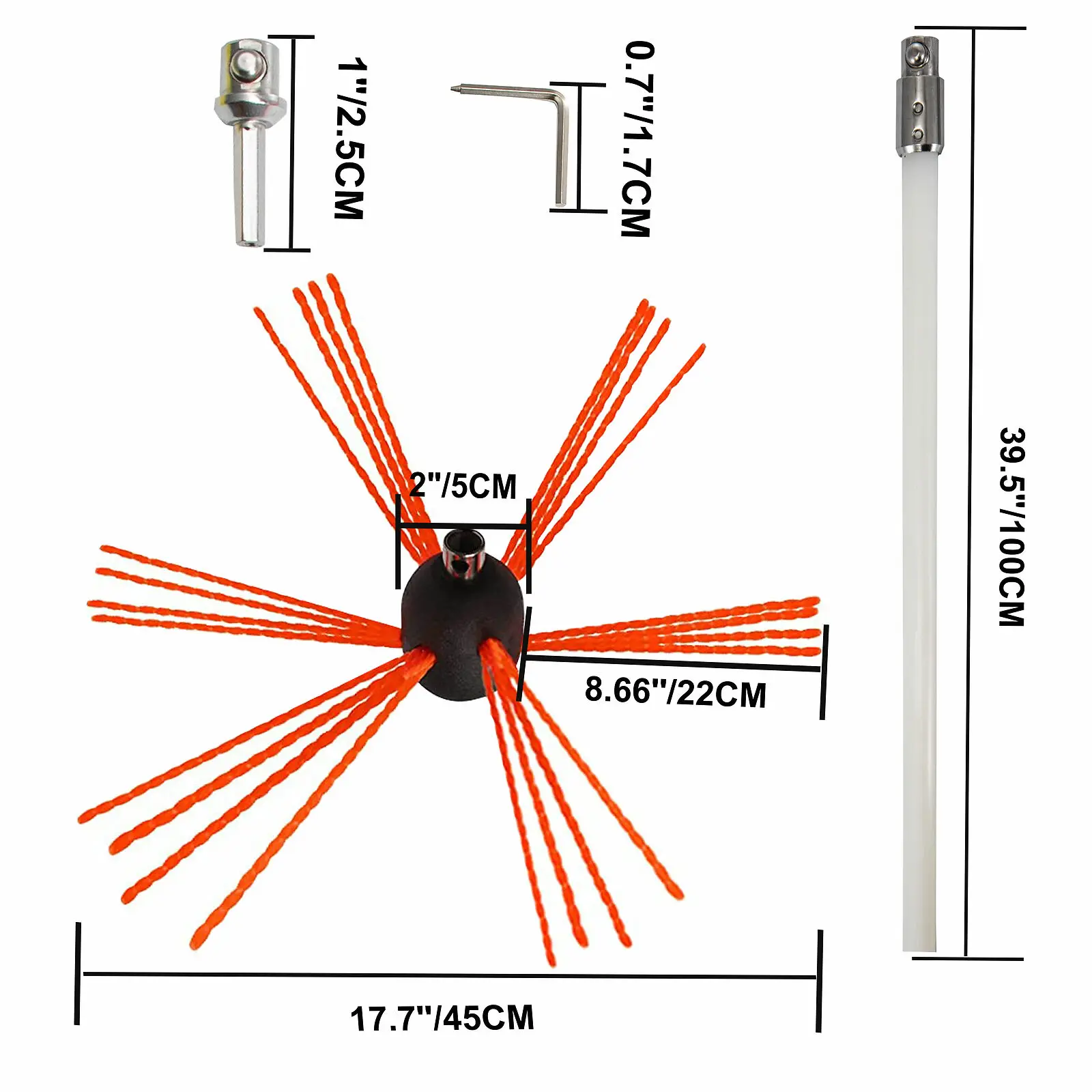 VEVOR Spazzacamino da 6M con 6 Canne in Nylon per Pulizia Camino Stufa Uso Domestico, Set Spazzole per Camino Stufa Kit Pulizia Camino Spazzola Camino Facile da Collegare con 6 Aste con 1 Testina