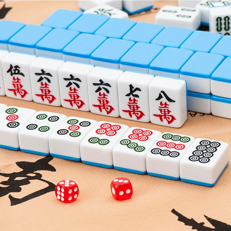 Gospodarstwo domowe #38 rozmiar melamina Mahjong z obrusem kości ręcznie  zestaw Mahjong karty Majiang - AliExpress Sport i rozrywka