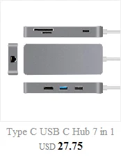 7 в 1 USB-C концентратор 4 K/30 Гц мульти порт HDMI адаптер Ethernet порт 2 USB 3,0 порты с 60 Вт доставка питания для MacBook