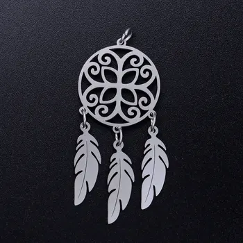 

3pcs/lot Bohemia Dream catcher Feather Stainless Steel DIY Charms Wholesale Jewelry Finding Supplies Charm for Bracelet Making