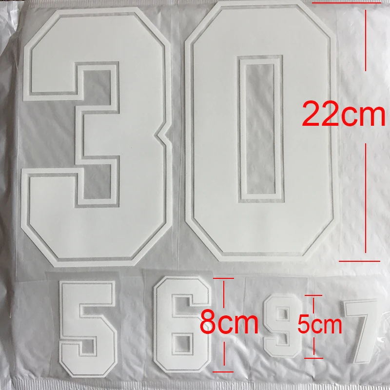 

White Numbers 0-9 Heat Transfer Patches 22cm\8cm\5cm Name Sporty Cloth Sticker Hot Heat Transfer DIY Iron On Clothing Bag Shoes