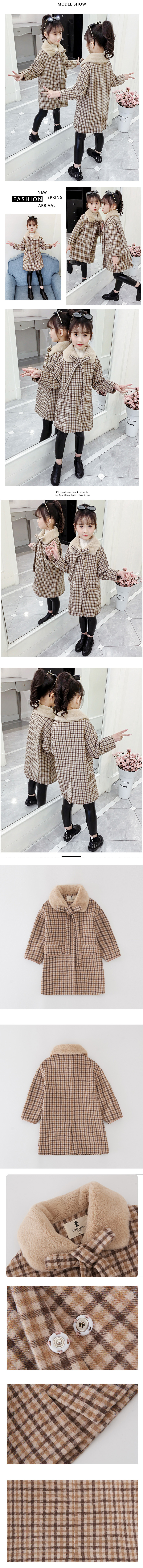 Coat in the Fall and Winter of new Fashionable Children's Clothing Grid Coat of the Girls
