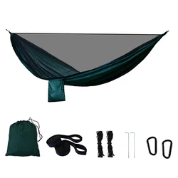 Double hamac en Nylon Super léger, mobilier d'extérieur Portable avec moustiquaire, tissu parapluie chiffré 