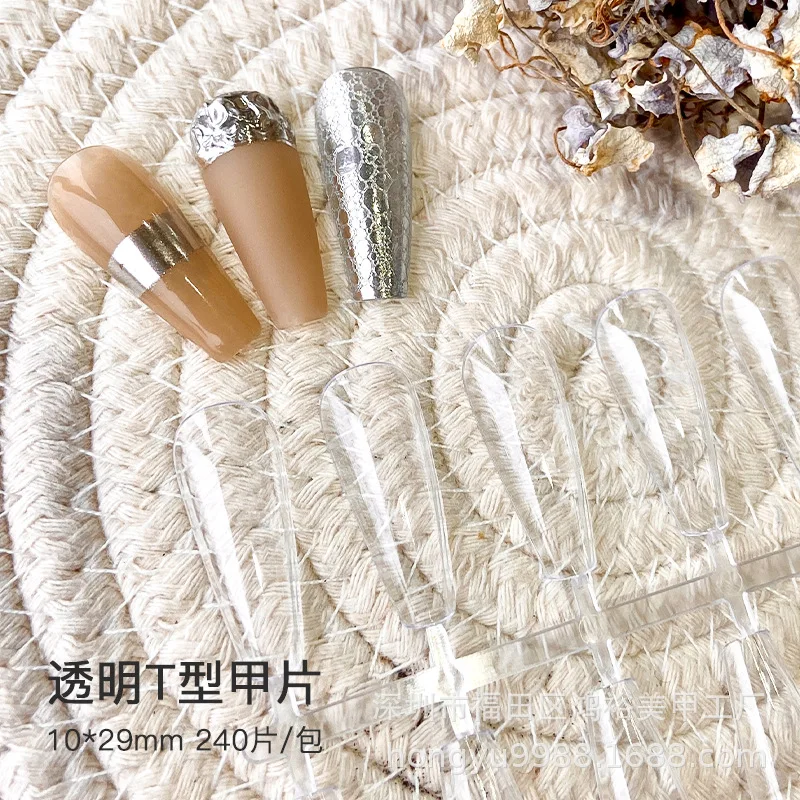 240PCS Nail Display Tips, Clear Fake Acrylic Nail Tips for Practice Foldable Flat-Back Pointed False Nail Art Display,Y7676-6778