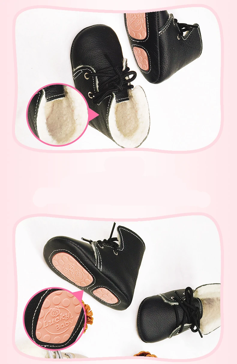 Зимняя обувь для маленьких мальчиков и девочек Зимняя шерстяная теплая детская обувь с подкладкой Детские сапожки из искусственного меха ботинки для маленького мальчика из натуральной кожи
