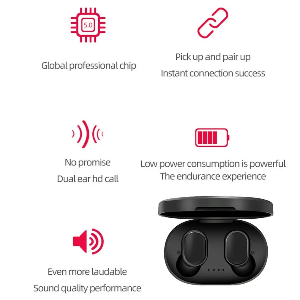 A6S TWS Bluetooth 5,0 наушники с шумоподавлением светодиодный дисплей с микрофоном свободные наушники для Xiaomi Redmi Airdots беспроводные наушники