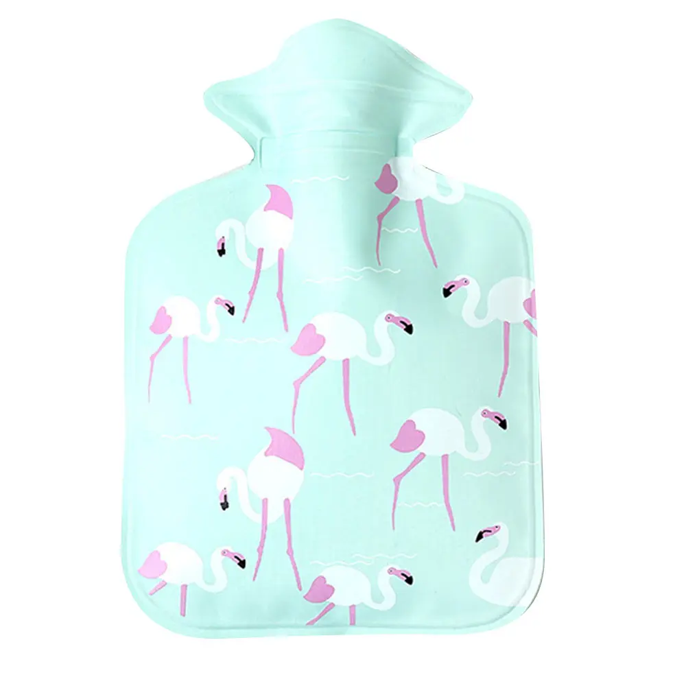 Черный Грелка для рук с героями мультфильмов Бытовая с рисунком Фламинго офисная Горячая упаковка сумка для горячей воды Практичная теплая сумка для воды на открытом воздухе двухэтажная - Цвет: Черный
