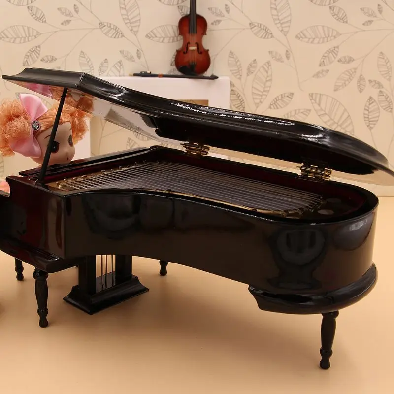 

1Set Miniature Piano Model Replica with Case Stool Musical Instrument Ornaments
