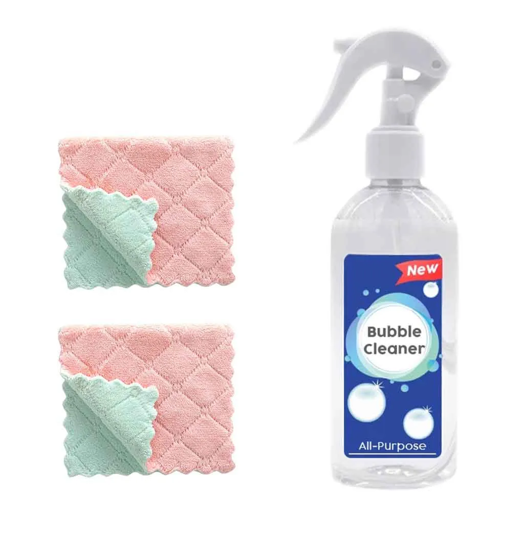 

200ml Magical Bubble Cleaners with 2 Cleaning Towel Kitchen Grease Cleaner Multi-Purpose Foam Cleaner All-Purpose Bubble Cleaner