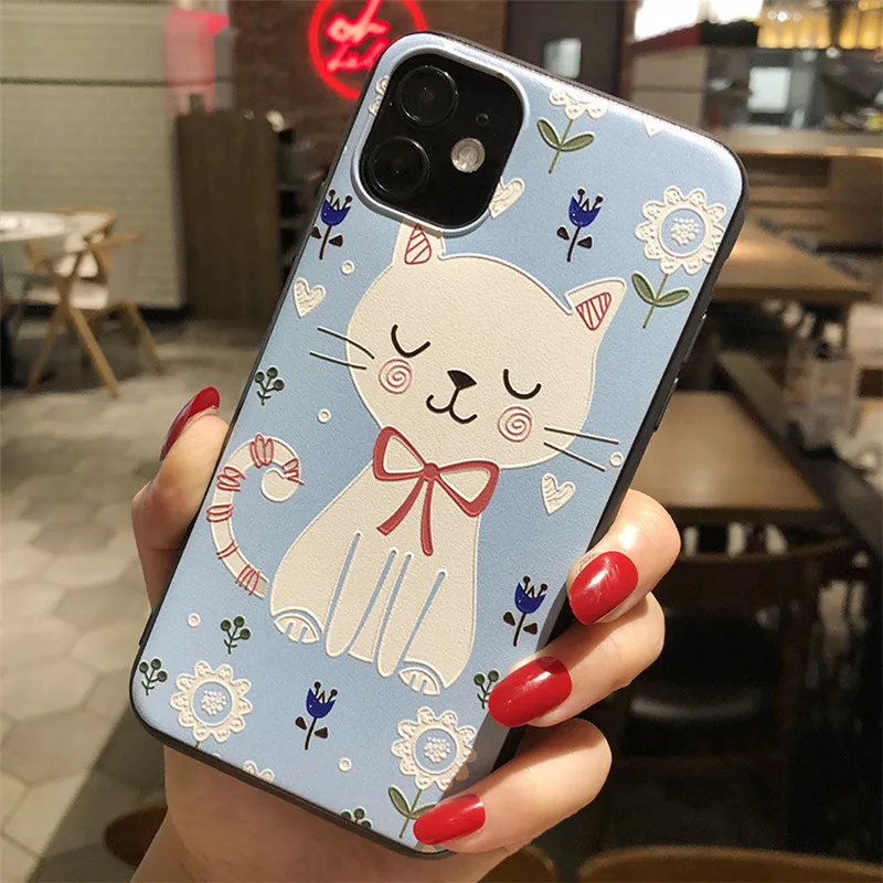 Cute Relief 3D Embossed Soft Silicon Phone Case Cover
