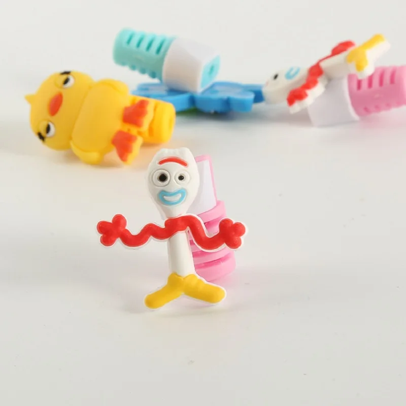 

New PVC Acrion Figures Cute Cartoon Toy story 4 Forky Bunny Ducky Buzz Alien Cute USB Charger Protector for Phone Cable Children