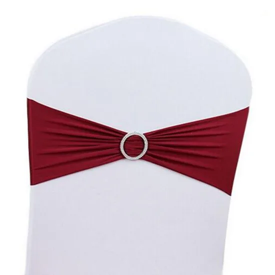 Эластичный комплект стула для свадебной вечеринки с галстуком-бабочкой с кольцом с бурильной вставкой эластичный Чехол для стула с задней пряжкой декор для гостиничного стула - Цвет: Wine Red1