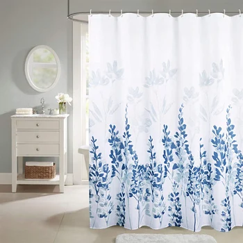 

Shower Curtain Floral Print Shower Curtain Bath Curtain Decorative Cloth for Home waterproof background cloth Gray Blue