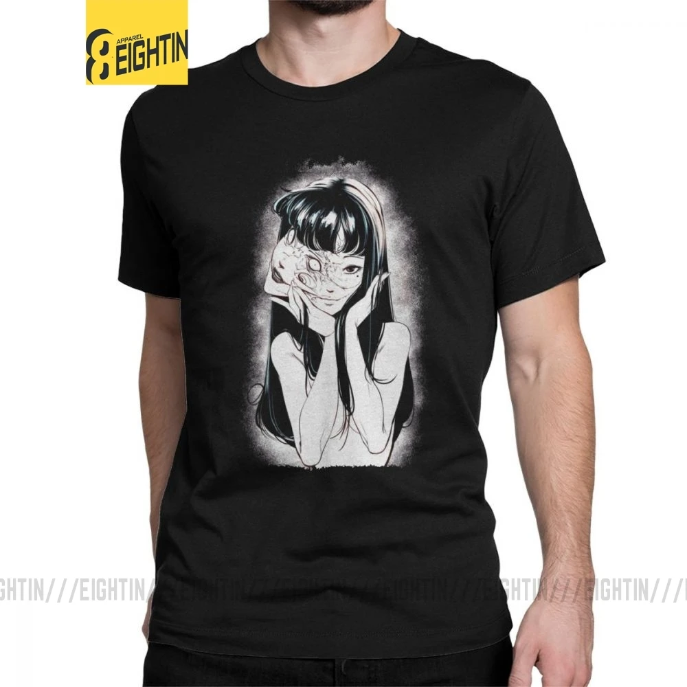 Ceny Junji ito męskie koszulki japoński Kago Manga Horror Tomie Harajuku Humor koszulki z krótkim rękawem T Shirt 100% bawełna 6XL odzież