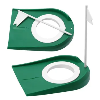 

Portable Golf Putting Cup Mat Green Practice Putting Hole Training Aids with Adjustable Hole White Flag for Indoor Outdoor