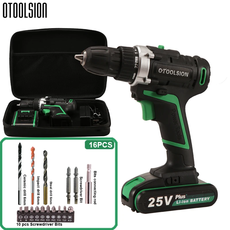 25V 1600rpm Electric Drill Cordless Drill Electric Tool Wood Cutters For A Drill Dual Speed EU Plug By Tool Bag For Home DIY (9)