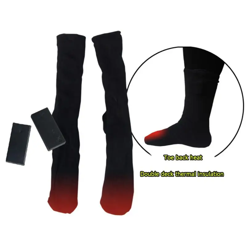 Лидер продаж; 1 пара; утепленные хлопковые зимние теплые носки для ног; теплые носки; Дышащие носки с электрическим подогревом для катания на лыжах и пеших прогулок