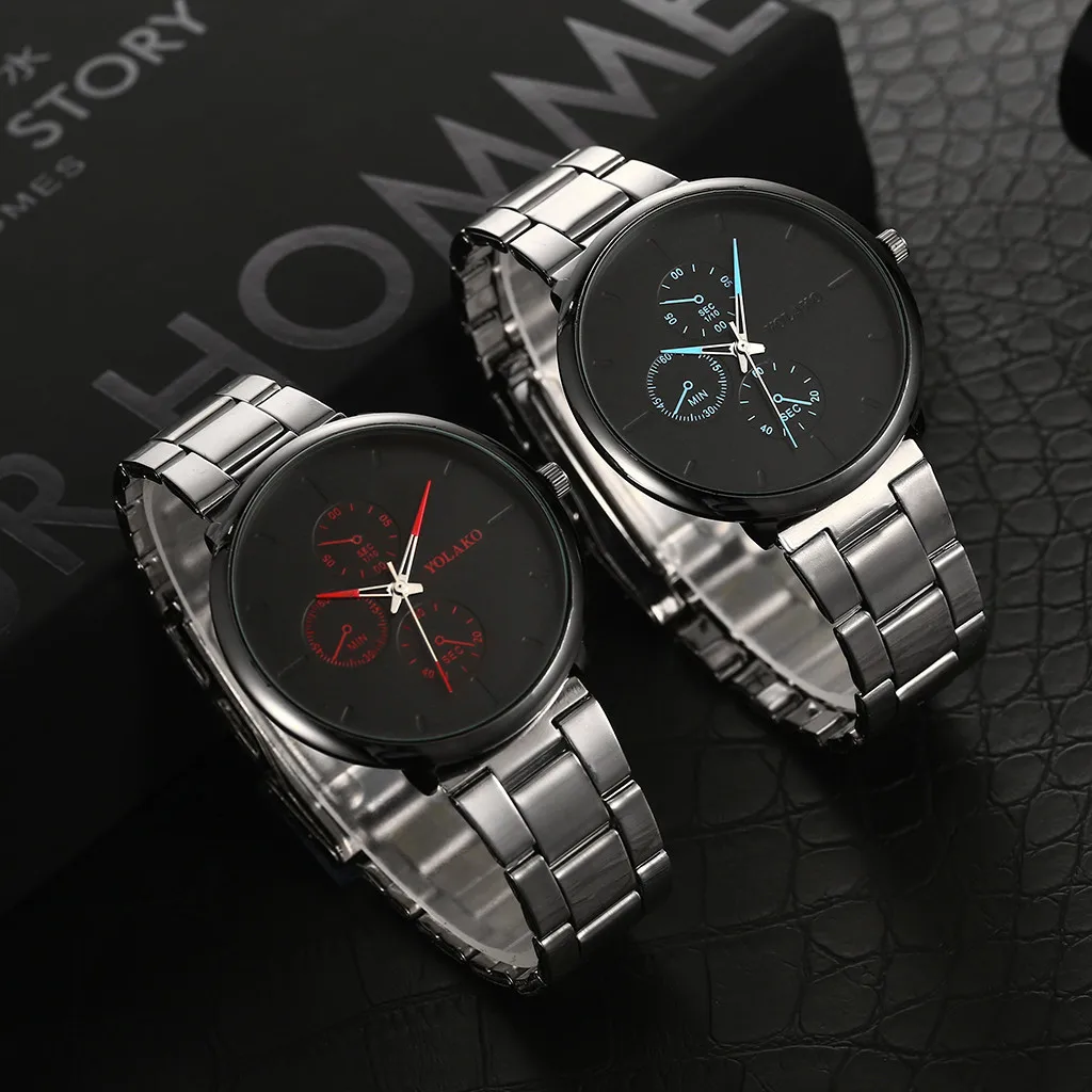 

Top Brand Luxury Male Clock Business Mens Wrist Watch Alloy Mesh Belt Watch Simple Fake Three-eye Casual Watch Reloj Hombre #10