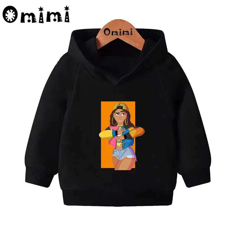 Детские толстовки в стиле «хип-хоп» с принтом «Rapper Cardi»; детские толстовки с капюшоном; пуловер для малышей; повседневные топы для девочек и мальчиков; осенняя одежда; KMT5260