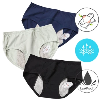 

3pcs/lot Leak Proof Menstrual Panties For Women Physiological Period Underwear Waterproof Briefs Mid-Waist Underpants Pants #F
