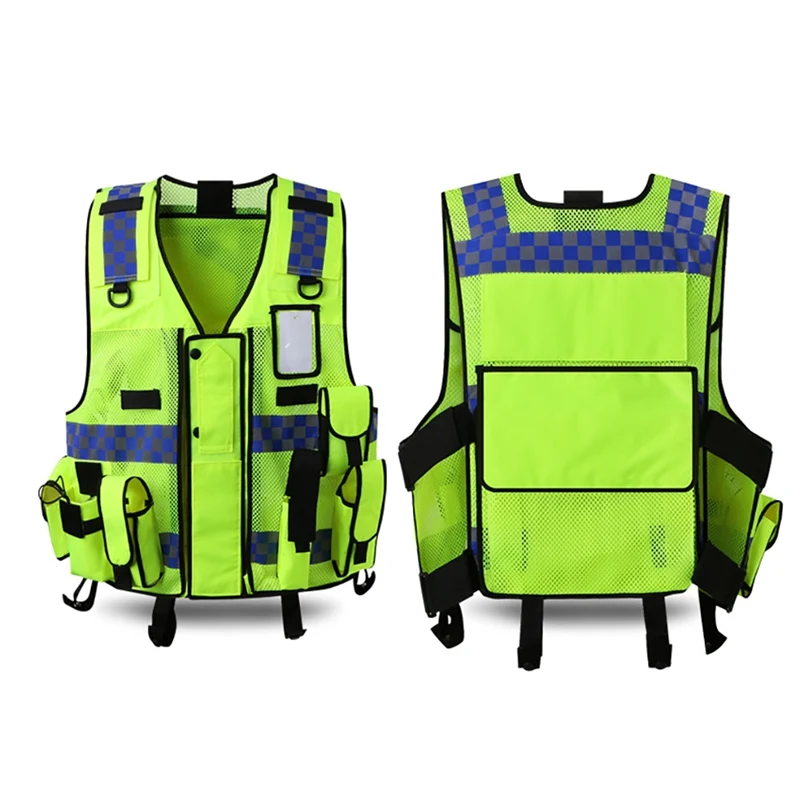 

Reflective Vest Construction Site Construction Safety Protection Vest Traffic Roadway Fluorescent Clothes Jacket QW85