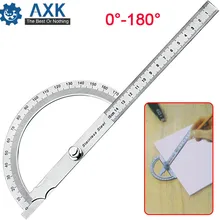 AXK, новинка, 180 градусов, транспортир, круглая головка, квадратная, ремесленник, правило, линейка, машинист, 90x150 мм, нержавеющая сталь, общий инструмент