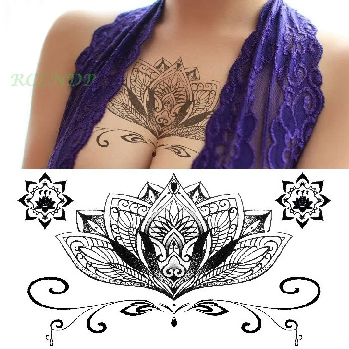 Водостойкая временная татуировка наклейка для тела хна талия грудь Мандала тату наклейки флэш-тату поддельные татуировки для женщин - Цвет: Темно-серый