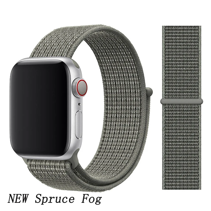 Ремешок для apple watch 5 4 ремешок 44 мм 40 мм Correa 42 мм 38 мм iwatch 5 4 3 2 нейлоновый браслет pulseira ремешок для часов - Цвет ремешка: NEW Spruce Fog