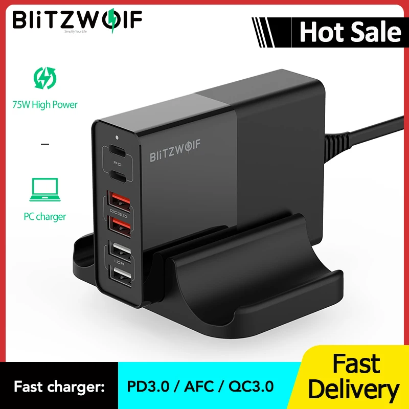 BlitzWolf BW S16 75W Dual 6 Port PD QC 3.0 Phone USB Charger Type C Chargers Mobile Fast Charge for iPhone 12 Pro Max for Xiaomi|Mobile Phone Chargers| - AliExpress