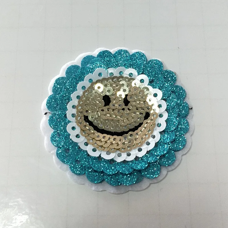 Подсолнух блестки вышитые подсолнухи блестки вышитые DIY смайлик лицо Блестки Ткань Одежда