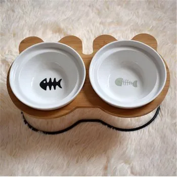 

Cat Bowel Ceramics Stainless Steel Shelf Food Water Feeding Dog Cat Pet Accessories