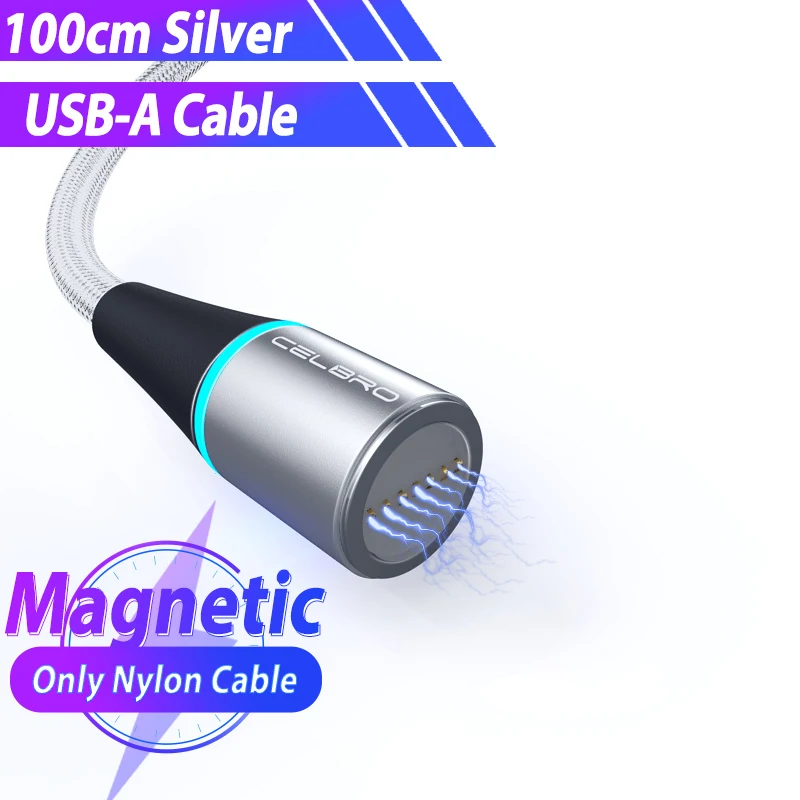 Silver Магнитный Micro usb type C кабель супер-быстрая зарядка 5А телефонный кабель светодиодный USB C кабель для samsung Galaxy Xiaomi Note 10 Plus huawei - Цвет: Silver