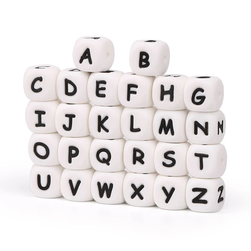 

10Pcs/Set 12MM Baby Teething Toy Silicone Letters Bead Alphabet Learn DIY Necklace Infant Education Children Teether Accessories