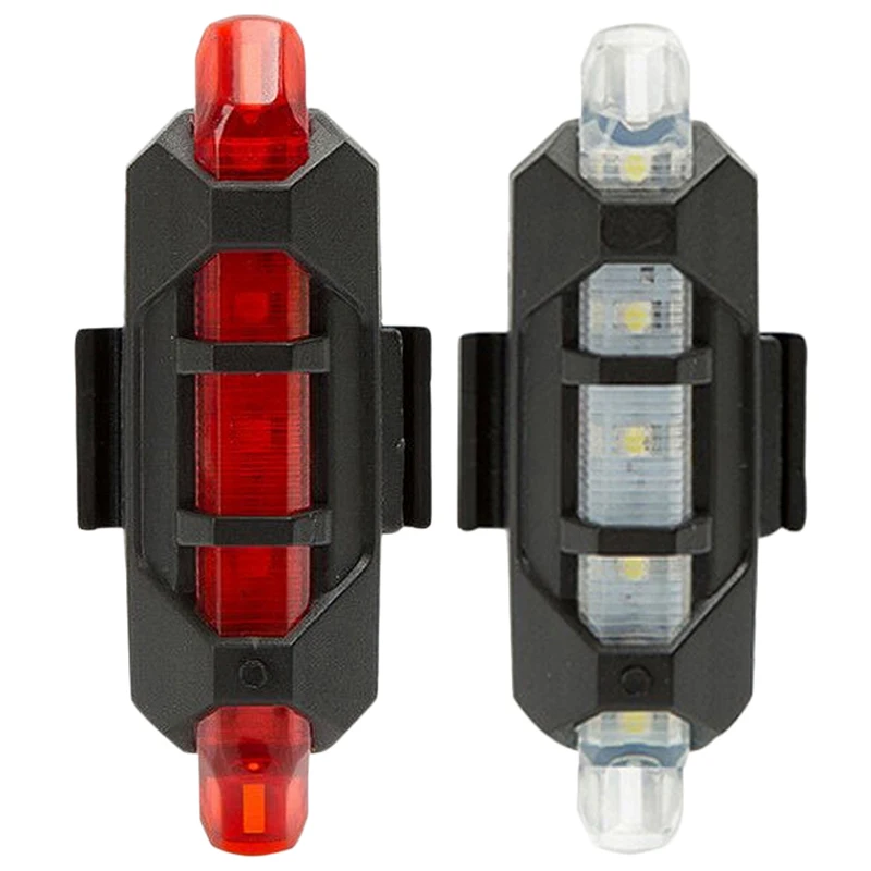 

2 Set Bike Tail Light Rechargeable Usb Led Taillight Mtb Warning Bicycle Front Rear Light Bicycle Lamp Flash Light, 1 Set Red &