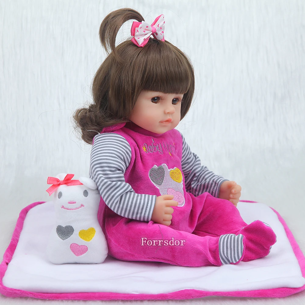 18''charm reborn baby Bonecas реалистичное детское платье с бантом, силиконовая кукла reborn bebe