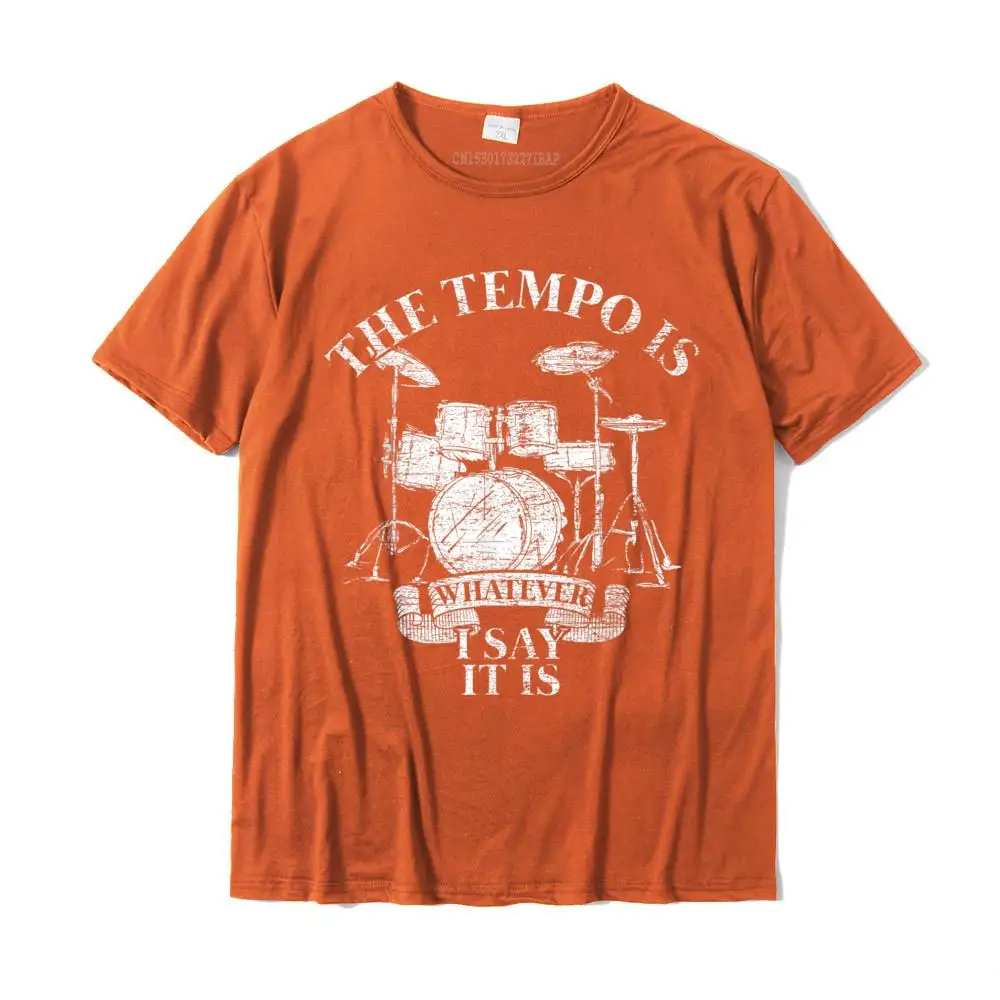 Casual Tshirts Wholesale Round Neck Casual 100% Cotton Boy Tops & Tees Printing Short Sleeve Tee-Shirt Top Quality The Tempo Is Whatever I Say It Is Drums T-Shirt__28095 orange