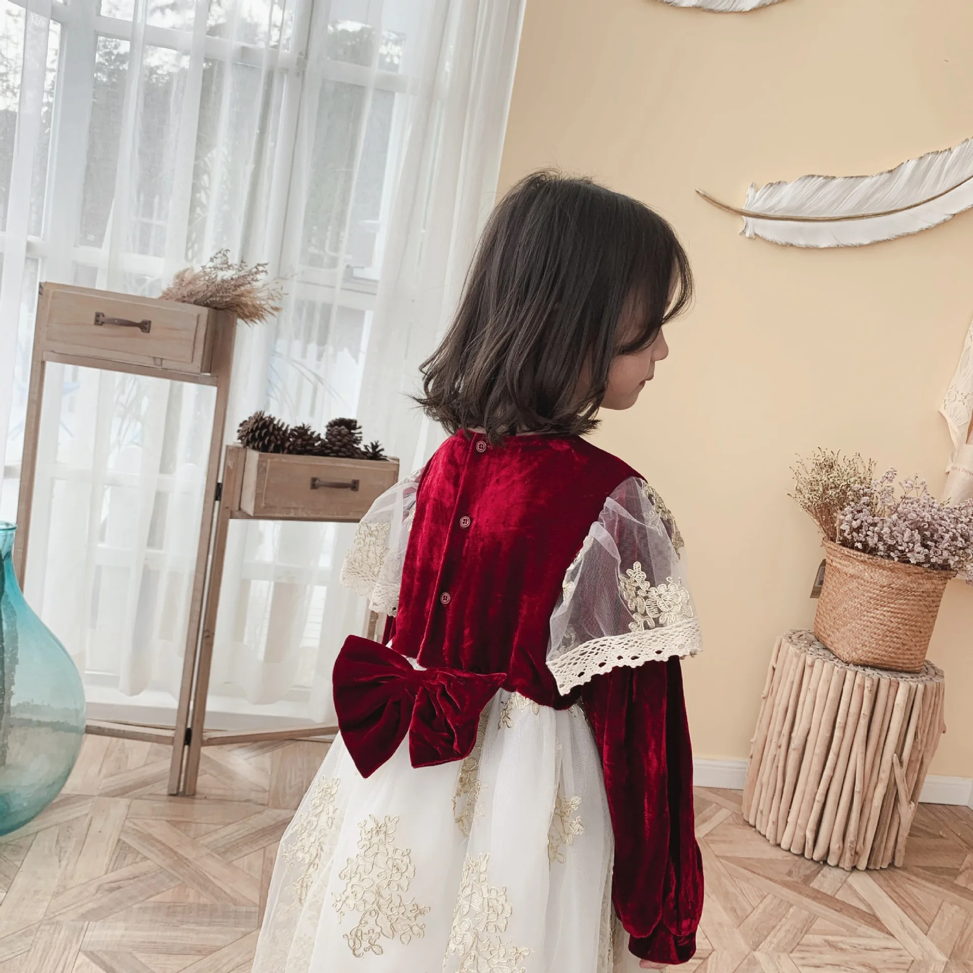 Платье новое бархатное кружевное платье зимнее платье для девочек платье с капюшоном платье принцессы
