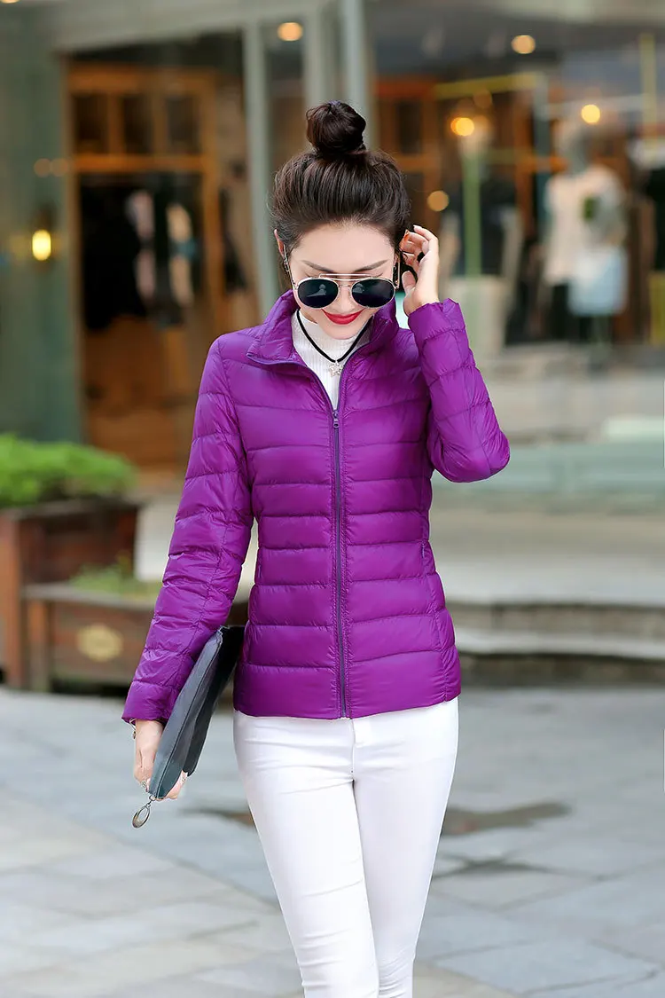 Autumn And Winter WOMEN'S Dress Slim Fit Lightweight Slimming Light Short Stand Collar down Jacket Women's Large Size Coat