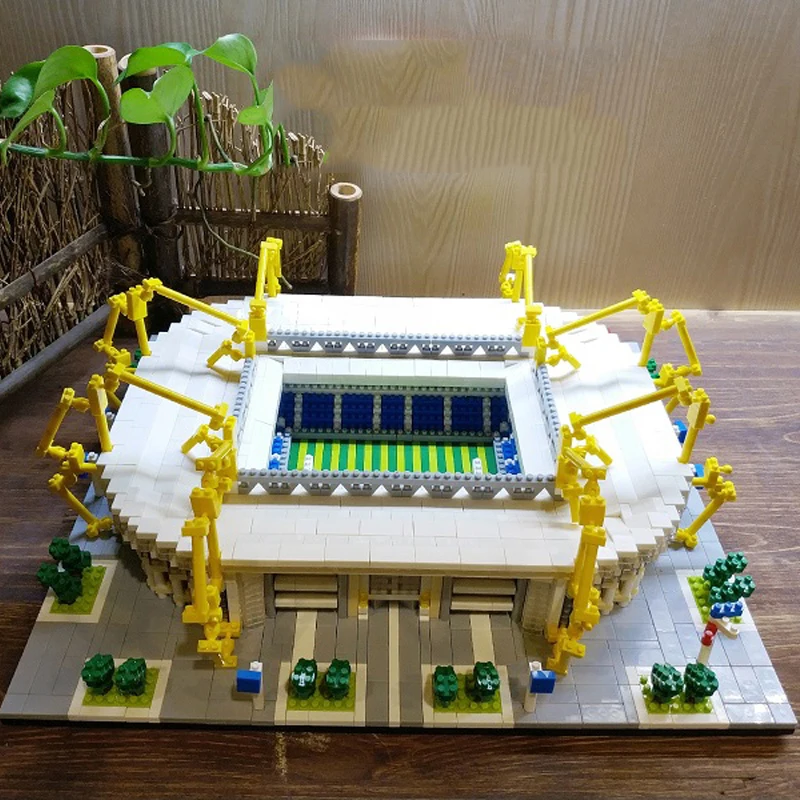 duplo футбол старый Trafford Camp Nou Bernabeu San Sir Stadium Реал Мадрид Барселона клуб алмаз строительство подарочные игрушечные блоки