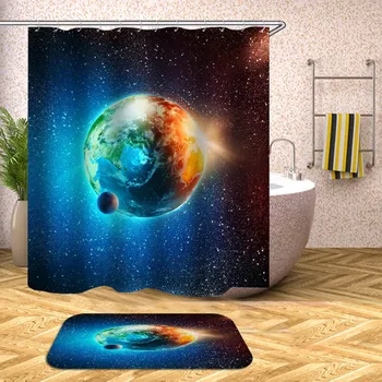 

Planets Shower Curtain Outer Space Universe Waterproof Bath Curtains for Bathroom Bathtub Bathing Cover Large Wide 12pcs Hooks