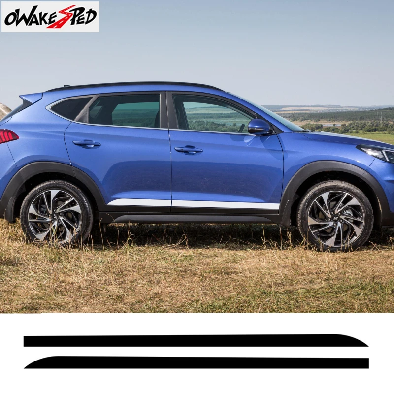 Car Side Skirt Sticker Carbon Fiber Stripes Vinyl Decals For Hyundai