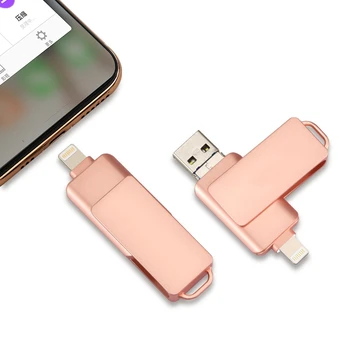 

USB Flash Drives for iPhone 64GB 3-in-1 OTG Jump Drive Thumb Drives External Micro USB Memory Storage Pen Drive USB Flash 3.0
