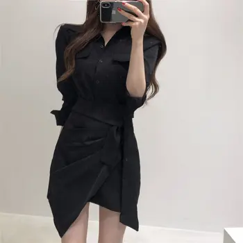 

Dunayskiy Retro Office Ladies Loose Shirts + Mini Skirts Two Piece Sets Suit Summer Chic Elegant Irregular A-line Sexy Casual