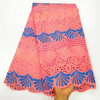 

5yards Swiss lace fabric 2019 latest heavy beaded embroidery African cotton fabrics Swiss voile lace popular Dubai style