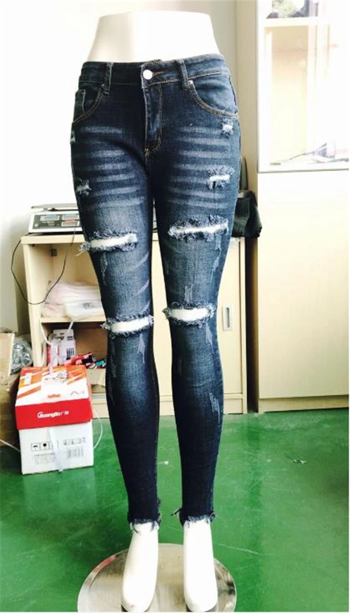 Осень стиль современный и модный/женские рваные джинсы AliExpress