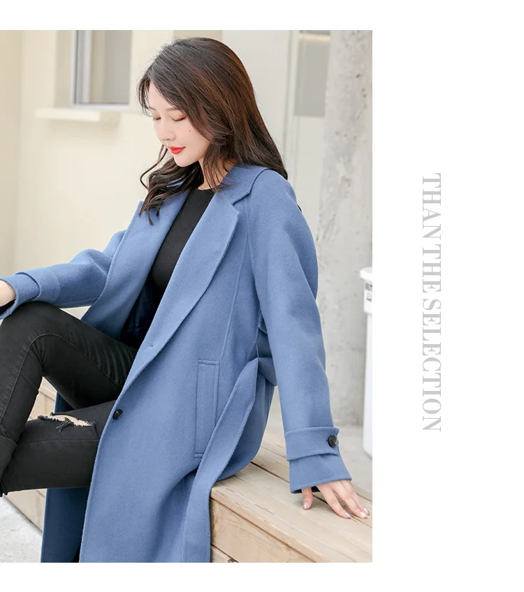 Зимнее однобортное двустороннее 90% пальто женские высококачественные офисные женские элегантные длинные дизайнерские синие пальто