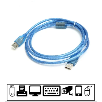 

USB2.0 Cable Male to Male USB Adapter Transparent Blue Anti-interference Dual Shielding 1.5M