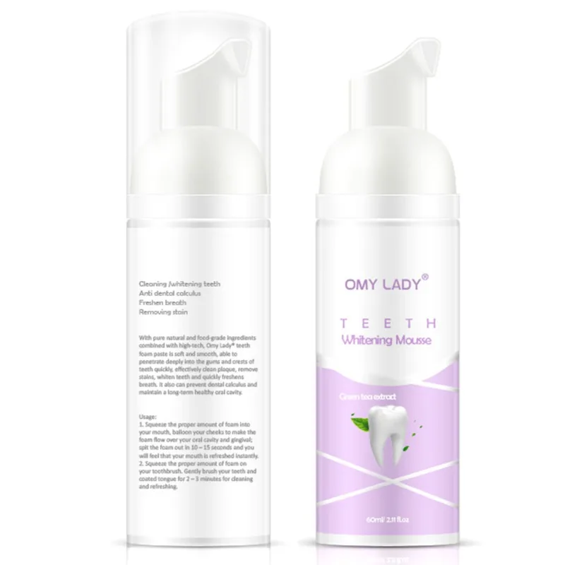 60ml Мусс для чистки зубов, отбеливание зубов, свежее дыхание от зубных пятен, удаление полости рта, отбеливающая зубная паста, 60 мл, рекомендуем - Цвет: 60ml
