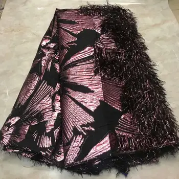 

purple Sequins Lace Fabric 2020 Nigerian French Tulle Lace with Sequins Embroidery Brocade Tassels Lace Fabric for Dress FW122